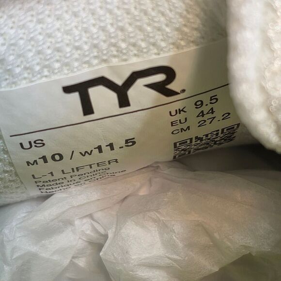 TYR L-1 Lifter Weightlifting Shoes White Turquoise Men's Size 10 Women's 11.5 - Picture 7 of 7
